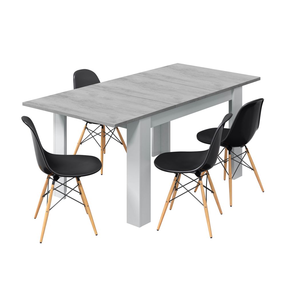 Mesa de comedor extensible Cemento y Blanco Artik