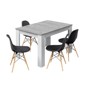 Mesa de comedor extensible Cemento y Blanco Artik miniatura 4