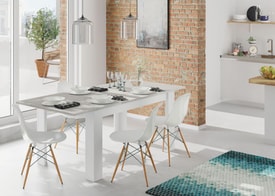 Mesa de comedor extensible Cemento y Blanco Artik miniatura 6