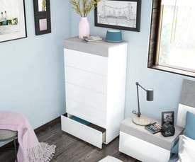 Cómoda 5 cajones Tekkan Blanco Artik/Cemento miniatura 2