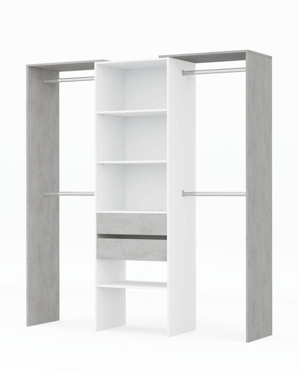 TIDY Armario-Vestidor con estantería 2,02x60cm + 4 barras