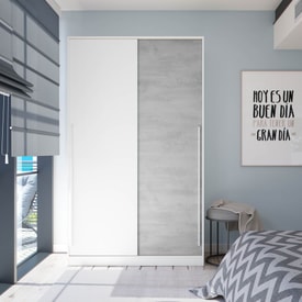 Armario 2 puertas correderas Noon Plus Blanco Artik y Cemento miniatura 3