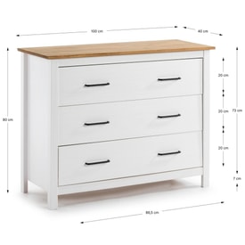 COMODA MIRANDA 3C BLANCO/CERA miniatura 4