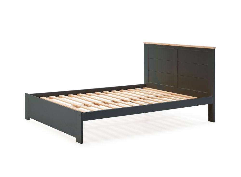 CAMA AKIRA 160X200 GRIS ANT/CERA BLANCA C/SM