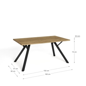 MESA RECT. PAOLA 160X90 NATURAL miniatura 4