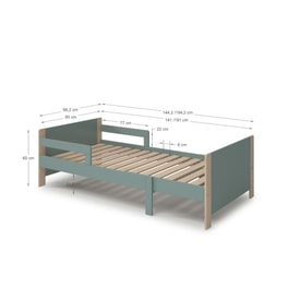 CAMA EVOLUTIVA WILLI 90X140+90X50 VERDE PETROL/CER miniatura 4