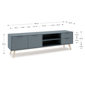 MUEBLE TV PISCO 2P2C2H VERDE KAKI 444C/CERA BLANCA miniatura 3