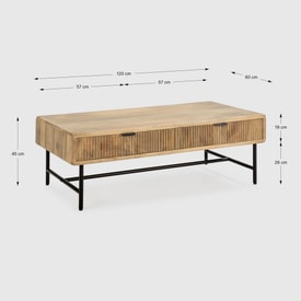 MESA CENTRO MUNDRA 120CM MADERA MANGO PATA METAL miniatura 2