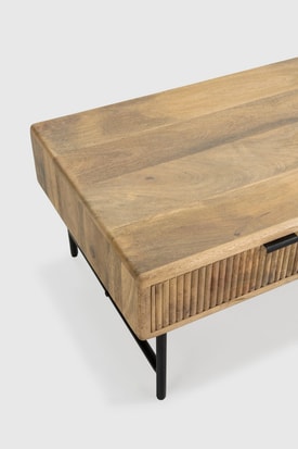 MESA CENTRO MUNDRA 120CM MADERA MANGO PATA METAL miniatura 3