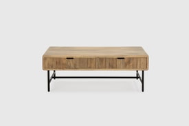 MESA CENTRO MUNDRA 120CM MADERA MANGO PATA METAL miniatura 5