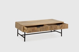 MESA CENTRO MUNDRA 120CM MADERA MANGO PATA METAL miniatura 6