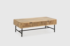 MESA CENTRO MUNDRA 120CM MADERA MANGO PATA METAL miniatura 7