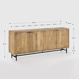 APARADOR MUNDRA 4P 190CM MADERA MANGO PATA METAL miniatura 2