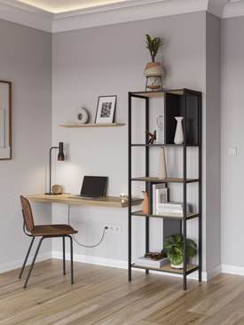 ESTANTERIA ALABAMA 58CM ROBLE/NEGRO SILKY PATA MET miniatura 2