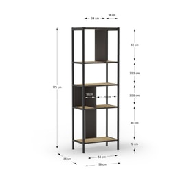 ESTANTERIA ALABAMA 58CM ROBLE/NEGRO SILKY PATA MET miniatura 3