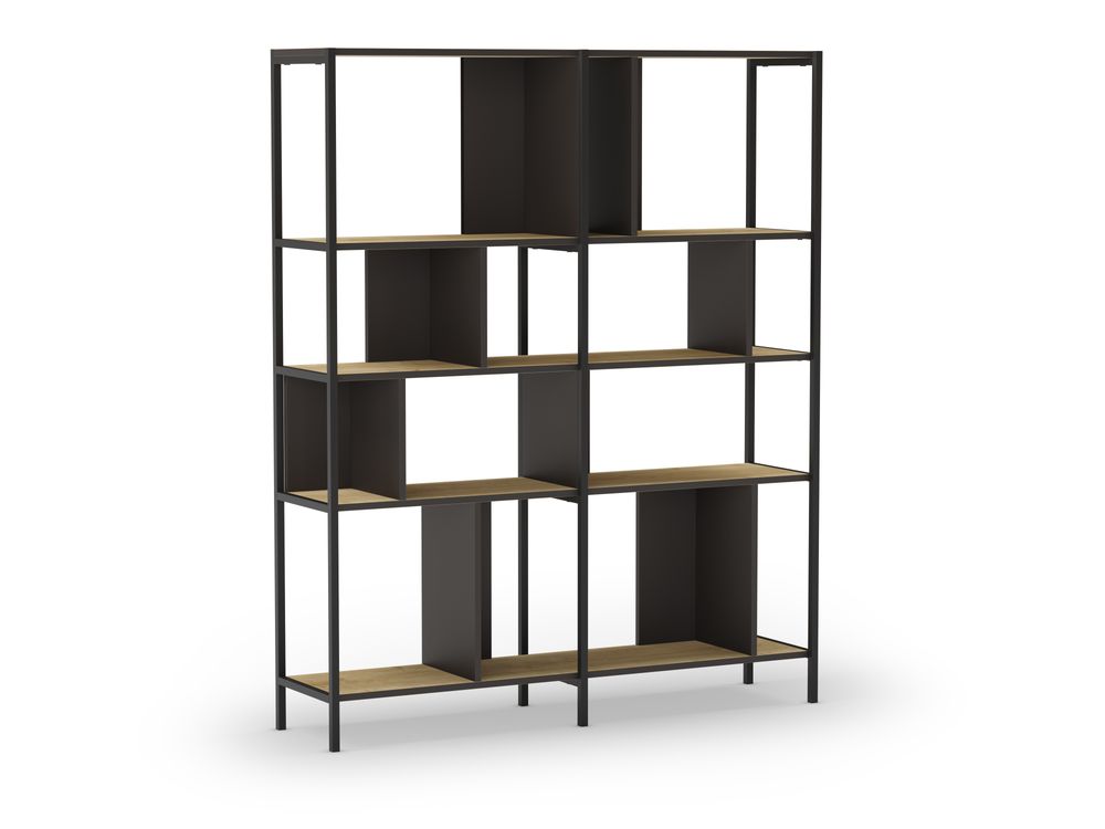 ESTANTERIA ALABAMA 144CM ROBLE/NEGRO SILKY PATA ME