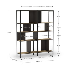 ESTANTERIA ALABAMA 144CM ROBLE/NEGRO SILKY PATA ME miniatura 3