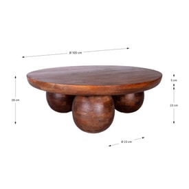 MESA CENTRO REDONDA AILEN 100CM MARRON miniatura 2