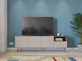 MUEBLE TV CAILIN 3P1C1H 180CM CREMA/SEPET PATA MET miniatura 4
