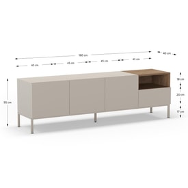 MUEBLE TV CAILIN 3P1C1H 180CM CREMA/SEPET PATA MET miniatura 5