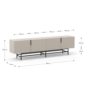 MUEBLE TV ELDIA 4P 200CM CREMA PATA METAL miniatura 4