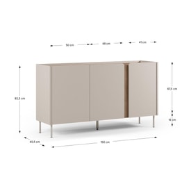APARADOR LUCILE 3P 150CM CREMA/SEPET miniatura 4