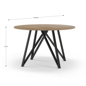 MESA REDONDA ILANA 120CM ROBLE CADIZ miniatura 3