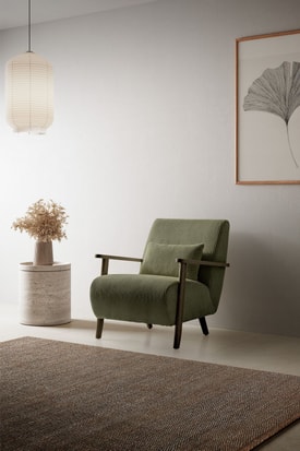 SILLON BONNIE VERDE BRAZO/PIE MADERA miniatura 2