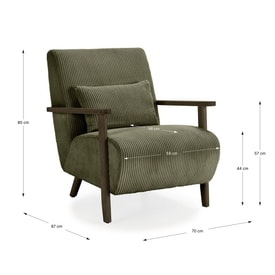 SILLON BONNIE VERDE BRAZO/PIE MADERA miniatura 4
