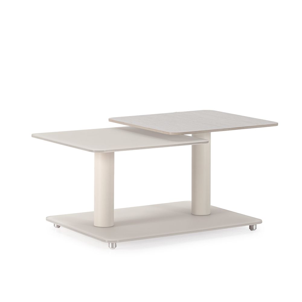 MESA CENTRO GIRATORIA ELVI CREMA/TRAVERTINE