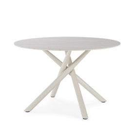 MESA REDONDA TALIA 120CM TRAVERTINO PIE CREMA