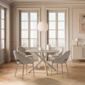 MESA REDONDA TALIA 120CM TRAVERTINO PIE CREMA miniatura 2
