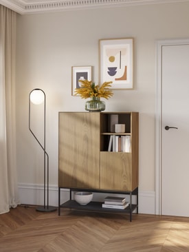 MUEBL.AUX. ALTO AMIRA 2P2H ROBLE-UD/NEGRO miniatura 4
