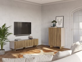 MUEBL.AUX. ALTO MARLO 2P CREMA/ROBLE OSCURO miniatura 5