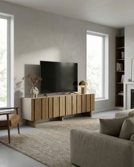 MUEBLE TV MARLO 4P 180CM CREMA/ROBLE OSCURO miniatura 4