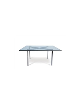 Mesa BCN, baja, acero inoxidable, cristal, 102x102 cms