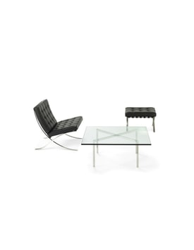 Mesa BCN, baja, acero inoxidable, cristal, 102x102 cms miniatura 2