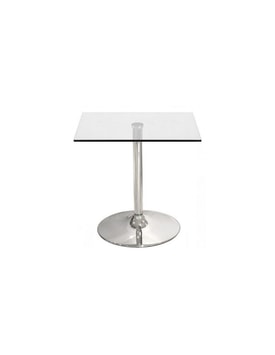 Mesa BERNIE 80C, cromada, cristal templado 80 x 80 cms