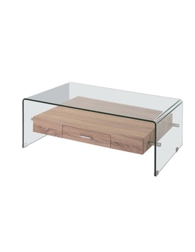 Mesa MARILYN, baja, madera, cristal, 110x55 cms