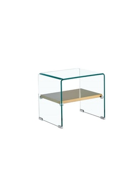 Mesa POITIERS, baja, estante, cristal, 50 x 40 cms