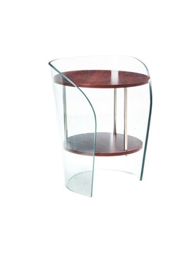 Mesa MODBURY, baja, madera, cristal, 50 x 50 cms