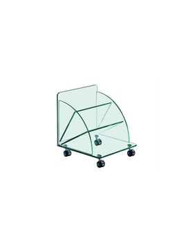 Mesa COIMBRA, baja, ruedas, cristal, 38*38*43 cms