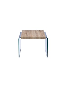 Mesa OSIRIS, baja, madera, cristal curvado, 55x55 cms miniatura 2