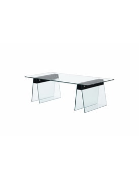 Mesa SELENE, baja, madera, cristal templado, 120x60 cms
