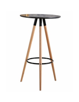 Mesa alta OTILIA NEW, madera, tapa negra de 60 cms de diámetro