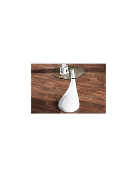 Mesa PEAR, baja, blanca, cristal, 50 cms de diámetro miniatura 3