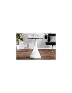 Mesa PEAR, baja, blanca, cristal, 50 cms de diámetro miniatura 4