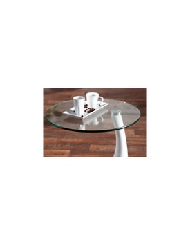 Mesa PEAR, baja, blanca, cristal, 50 cms de diámetro miniatura 5