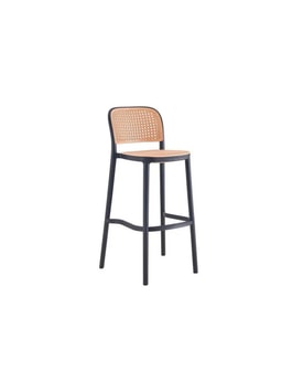Taburete FUNCHAL 97, apilable, polipropileno negro y beige