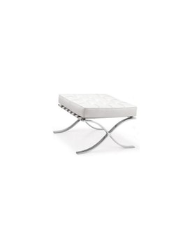 Ottoman BARNA (T), acero inoxidable, piel top blanca